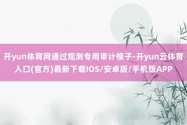 开yun体育网通过观测专用审计模子-开yun云体育入口(官方)最新下载IOS/安卓版/手机版APP